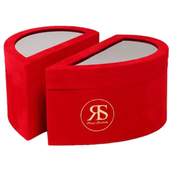 Hartvormige geschenkdoos velvet rood