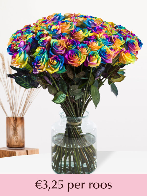 50 t/m 99 regenboog rozen - XL rozen